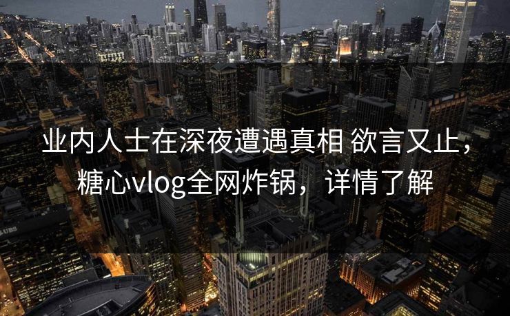 业内人士在深夜遭遇真相 欲言又止,糖心vlog全网炸锅,详情了解 第1张 业内人士在深夜遭遇真相 欲言又止,糖心vlog全网炸锅,详情了解 第1张