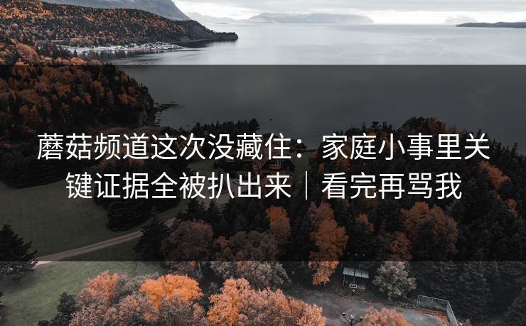 蘑菇频道这次没藏住：家庭小事里关键证据全被扒出来｜看完再骂我