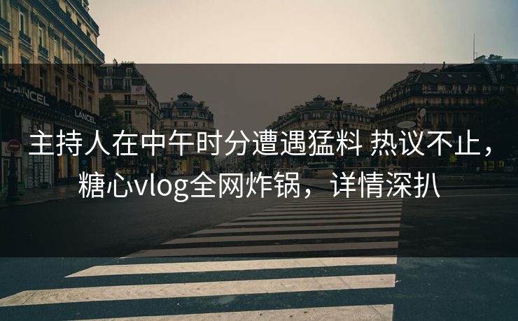 主持人在中午时分遭遇猛料 热议不止，糖心vlog全网炸锅，详情深扒  第1张