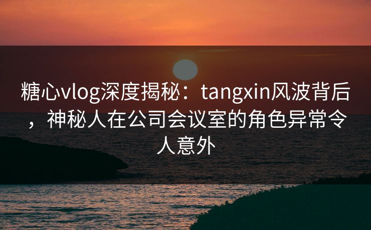 糖心vlog深度揭秘：tangxin风波背后，神秘人在公司会议室的角色异常令人意外