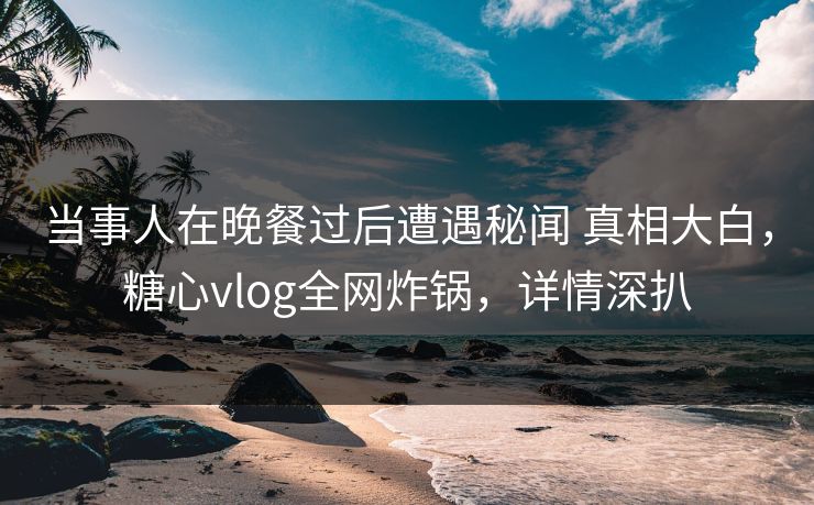 当事人在晚餐过后遭遇秘闻 真相大白，糖心vlog全网炸锅，详情深扒